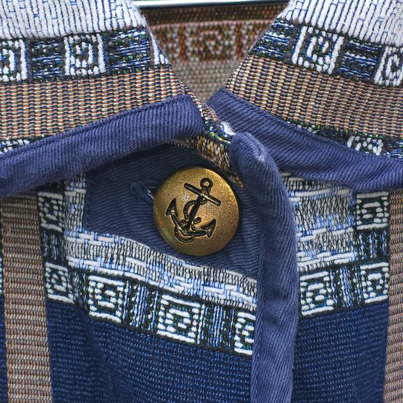 ADORABLE BLAIR Lighthouse Tapestry Blazer Women's Size L Costal Navy Nautical - Picture 6 of 6